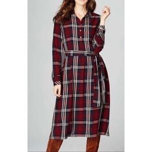J.JILL BEAUTIFUL 🤩 PLAID PRINT WOMENS SHIRT MIDI DRESS SIZE M LIKE NEW